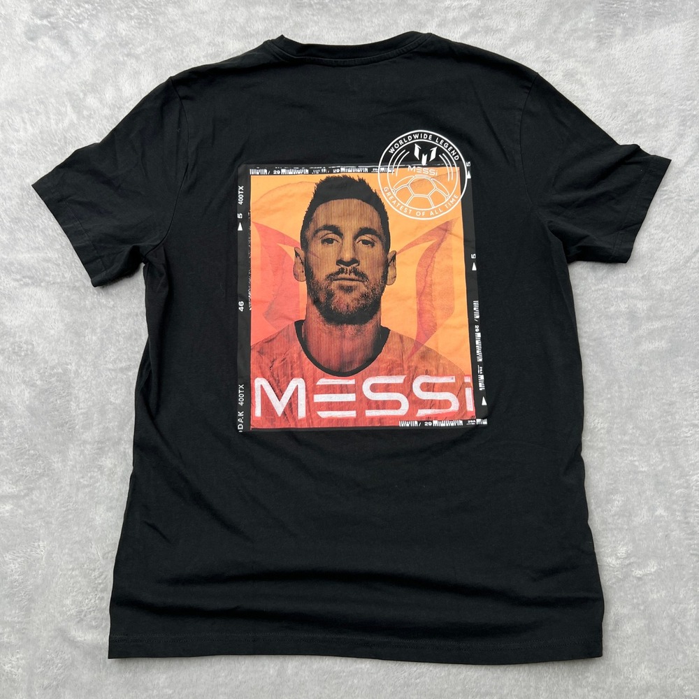 Messi Collection GOAT Graphic‎ T-Shirt Size Large Black Mens Soccer Streetwear